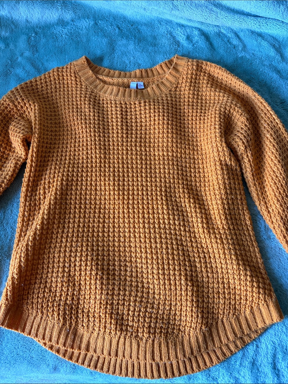 SO Yellow Orange Textured Crewneck Sweater